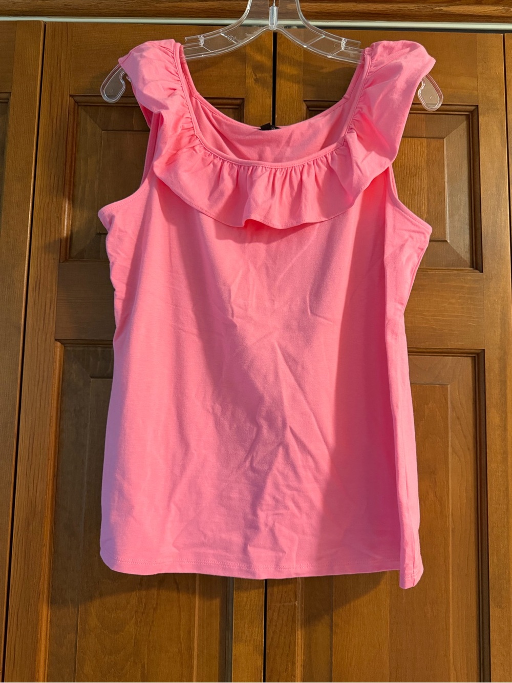 Talbots Pink Ruffle Neck Tank Top